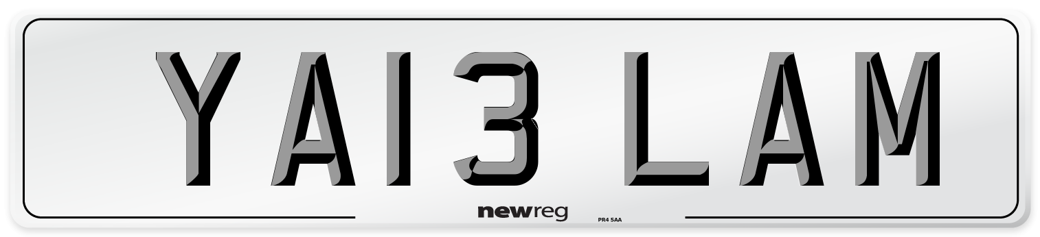 YA13 LAM Number Plate from New Reg